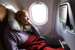 woman on long haul flight