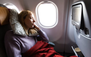 woman on long haul flight