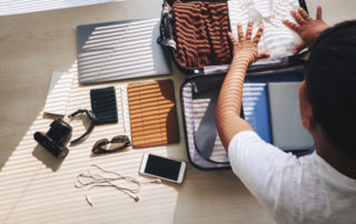 packing suitcase flat lay