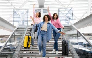 group of friends at the airport