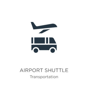 graphic of van and airplane for airport shuttle transportation services
