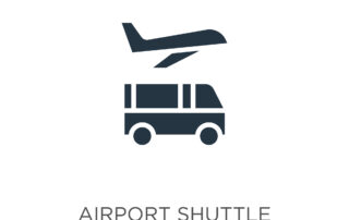 graphic of van and airplane for airport shuttle transportation services